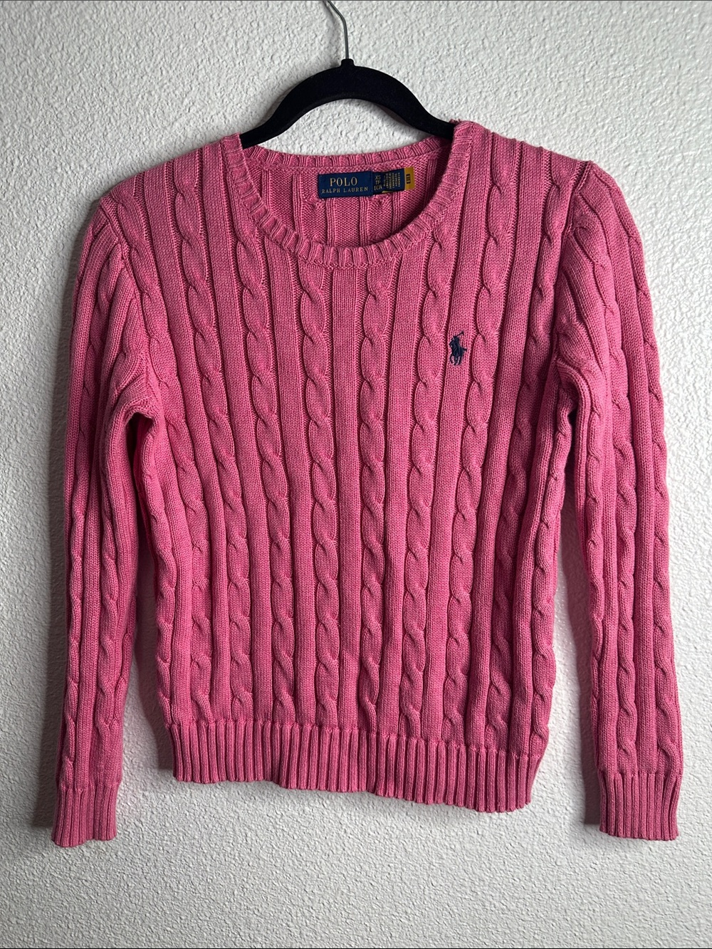 Polo by Ralph Lauren Pink Cable Knit Crewneck Sweater size sp